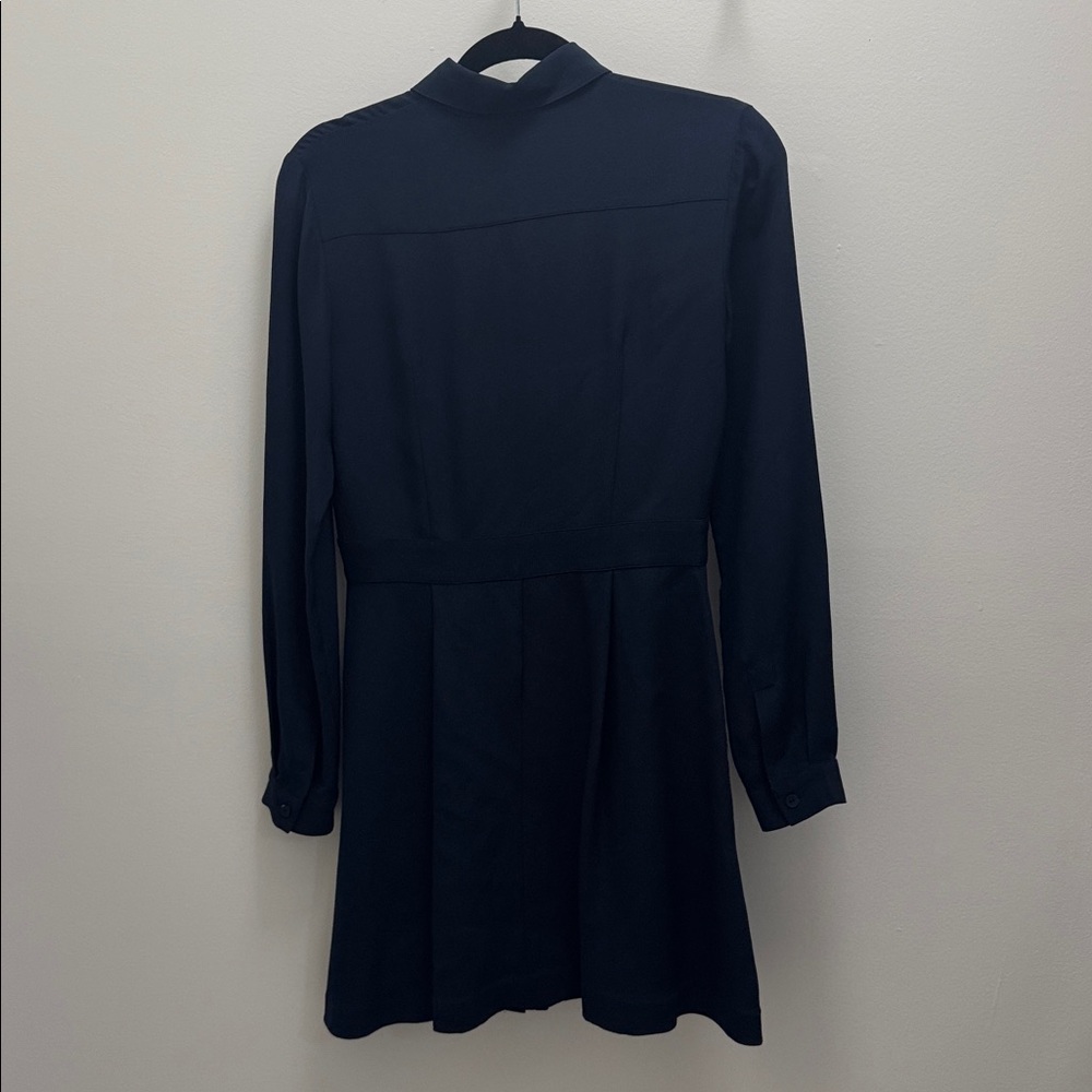 Theory Navy Long Sleeve Silk Dress w Pockets Size 0 - Picture 7 of 9